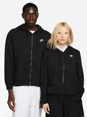 Felpa Nike nera da donna full zip con cappuccio Ft Club art:DQ5471-010