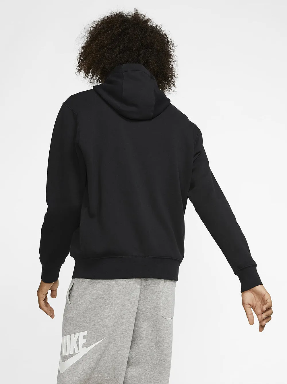 Felpa Nike Nera da uomo full zip con cappuccio Nsw Club Logo Piccolo