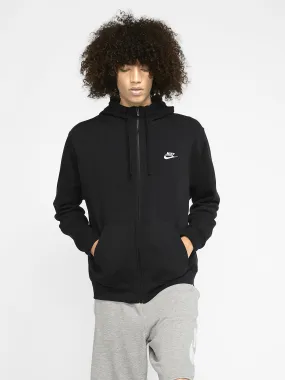 Felpa Nike Nera da uomo full zip con cappuccio Nsw Club Logo Piccolo