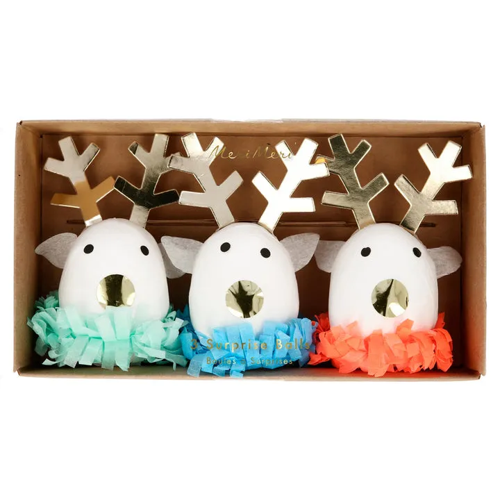 Festive Reindeer Surprise Balls (x 3)