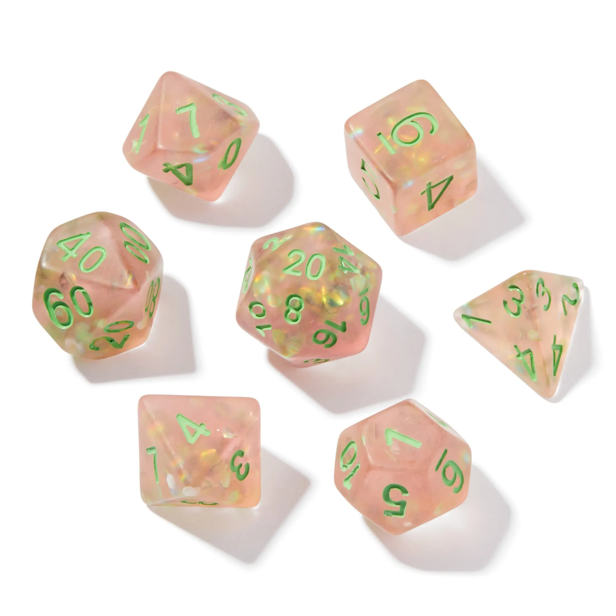 Frosted Mermaid Coral Resin 7pc Dice Set