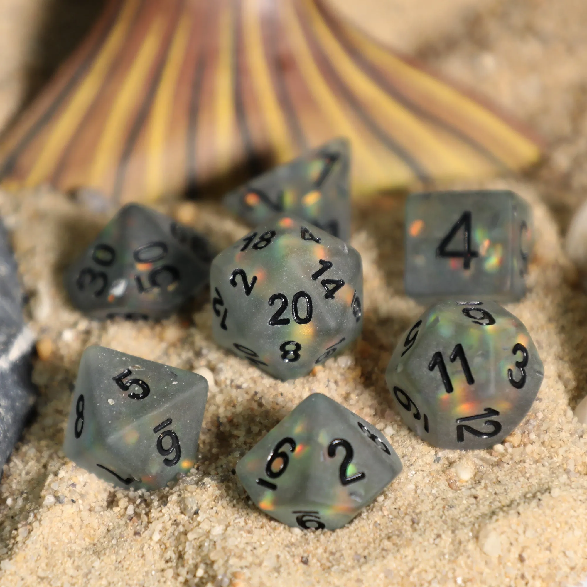 Frosted Mermaid Kelp Resin 7pc Dice Set