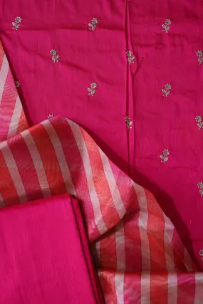 Fuchsia And Orange Unstitched Suit (3 Piece)