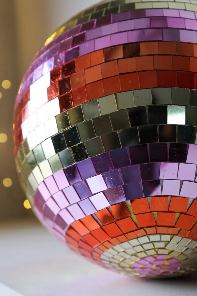 Gold & Pink Stripey Disco Ball
