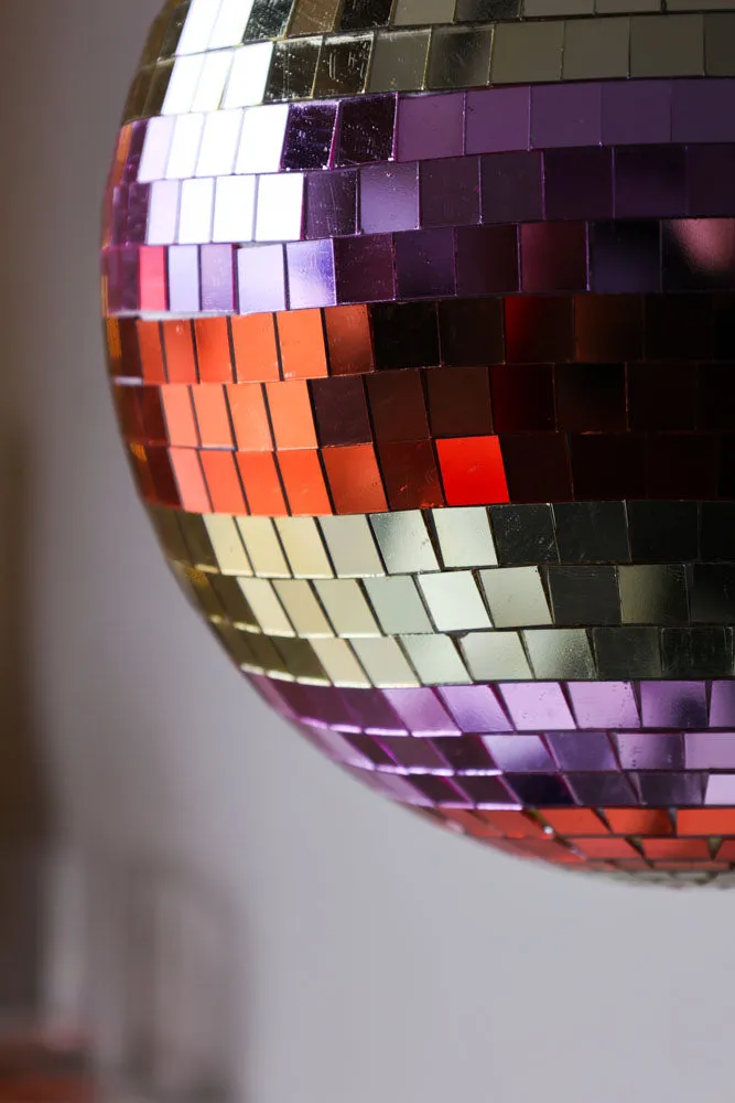Gold & Pink Stripey Disco Ball