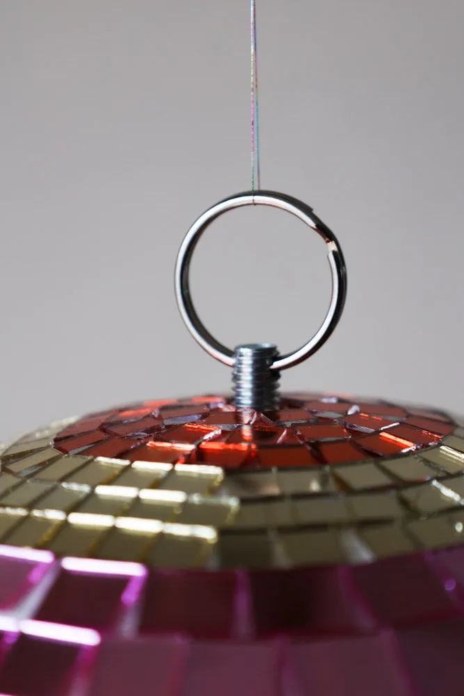 Gold & Pink Stripey Disco Ball