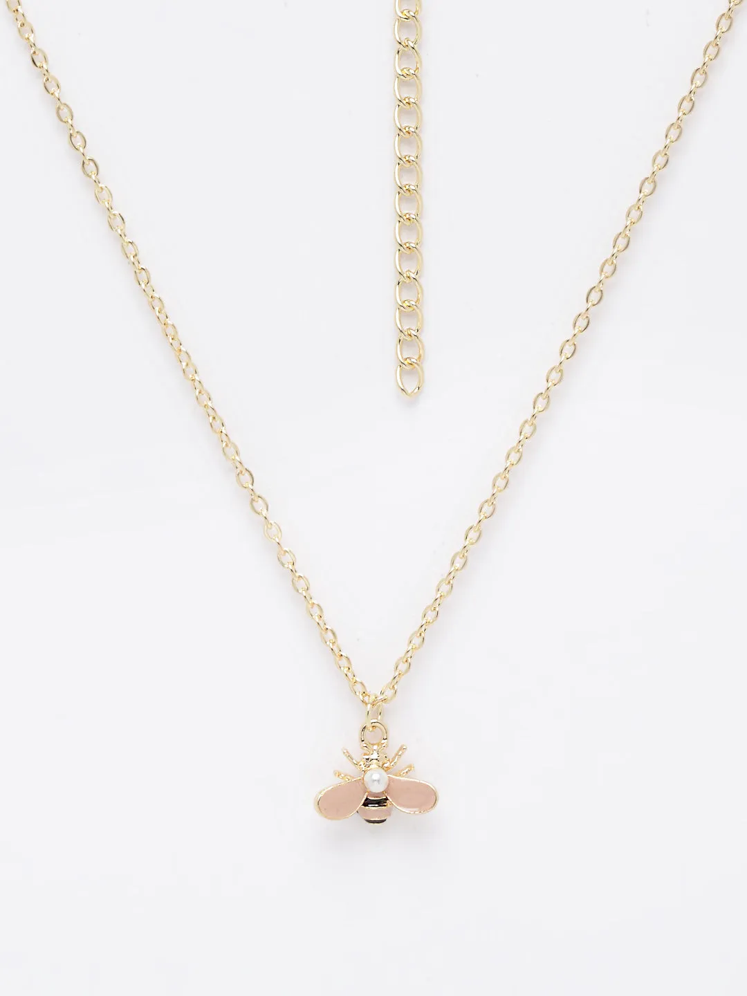 Gold-Plated White Pearl Beaded Handcrafted Pendant With Chain