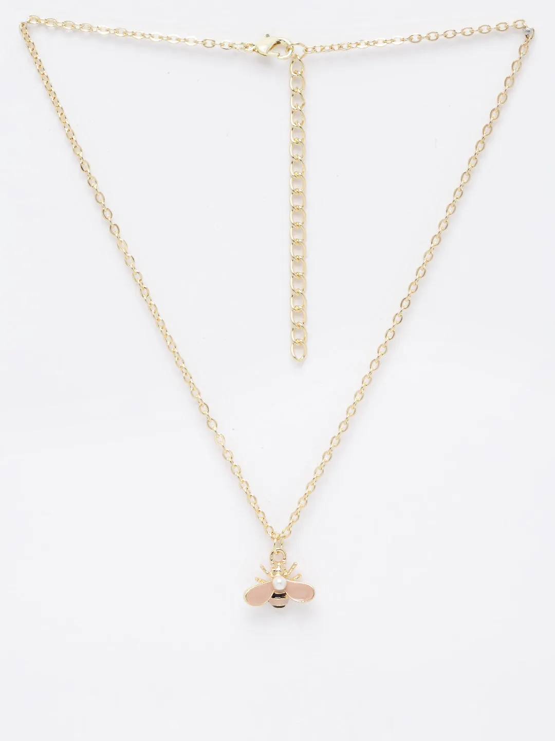 Gold-Plated White Pearl Beaded Handcrafted Pendant With Chain