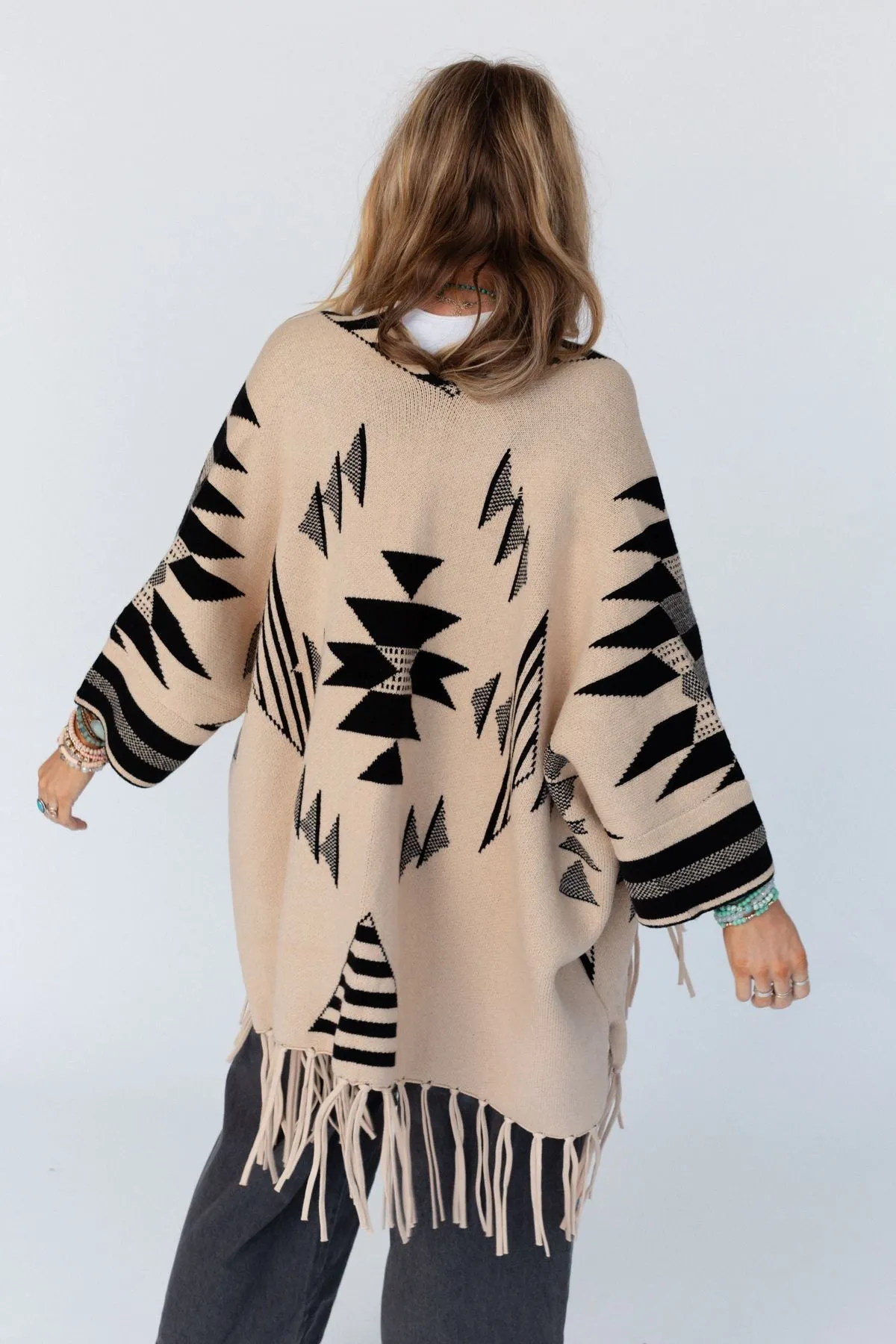 Great Plains Aztec Fringe Ruana - Natural