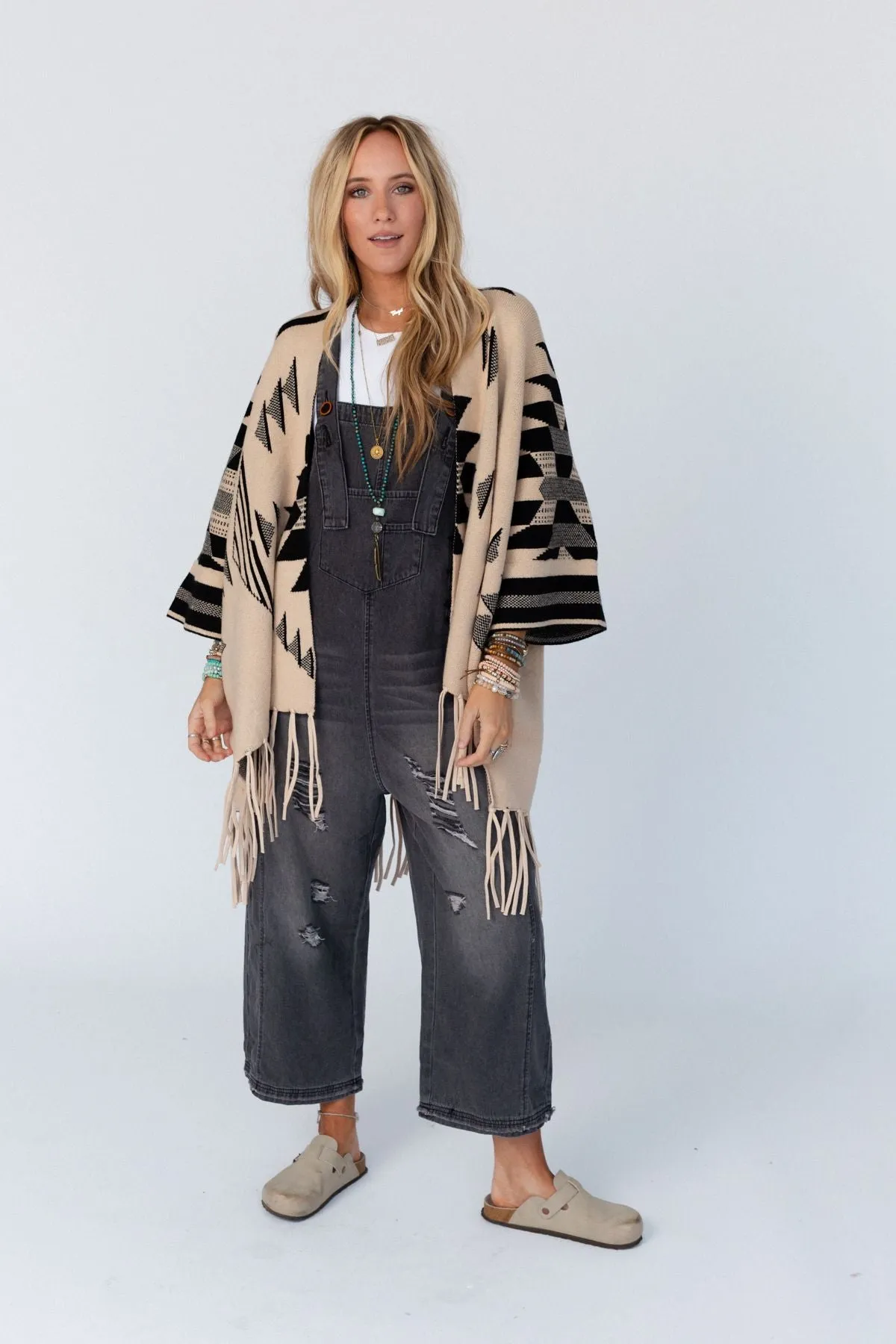 Great Plains Aztec Fringe Ruana - Natural