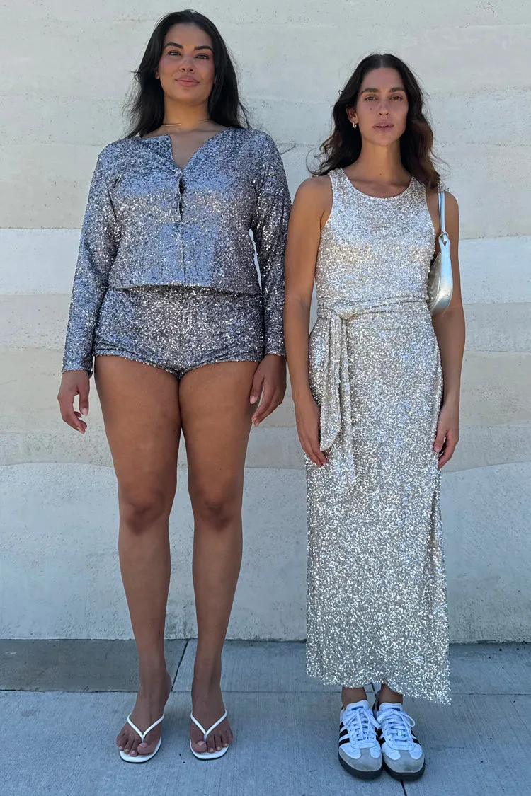 Gunmetal Sequin Hot Pants