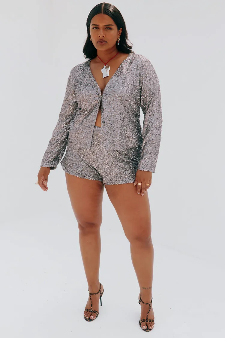 Gunmetal Sequin Hot Pants