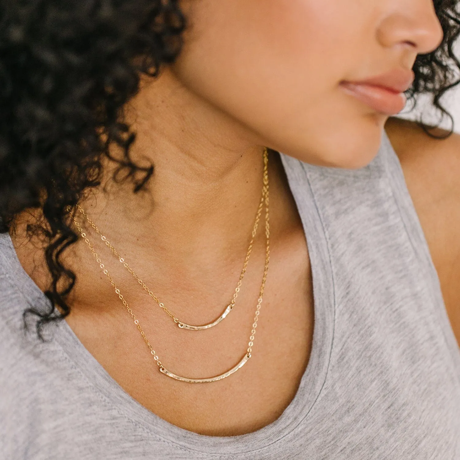 Hammered Crescent Bar Necklace | Final Sale
