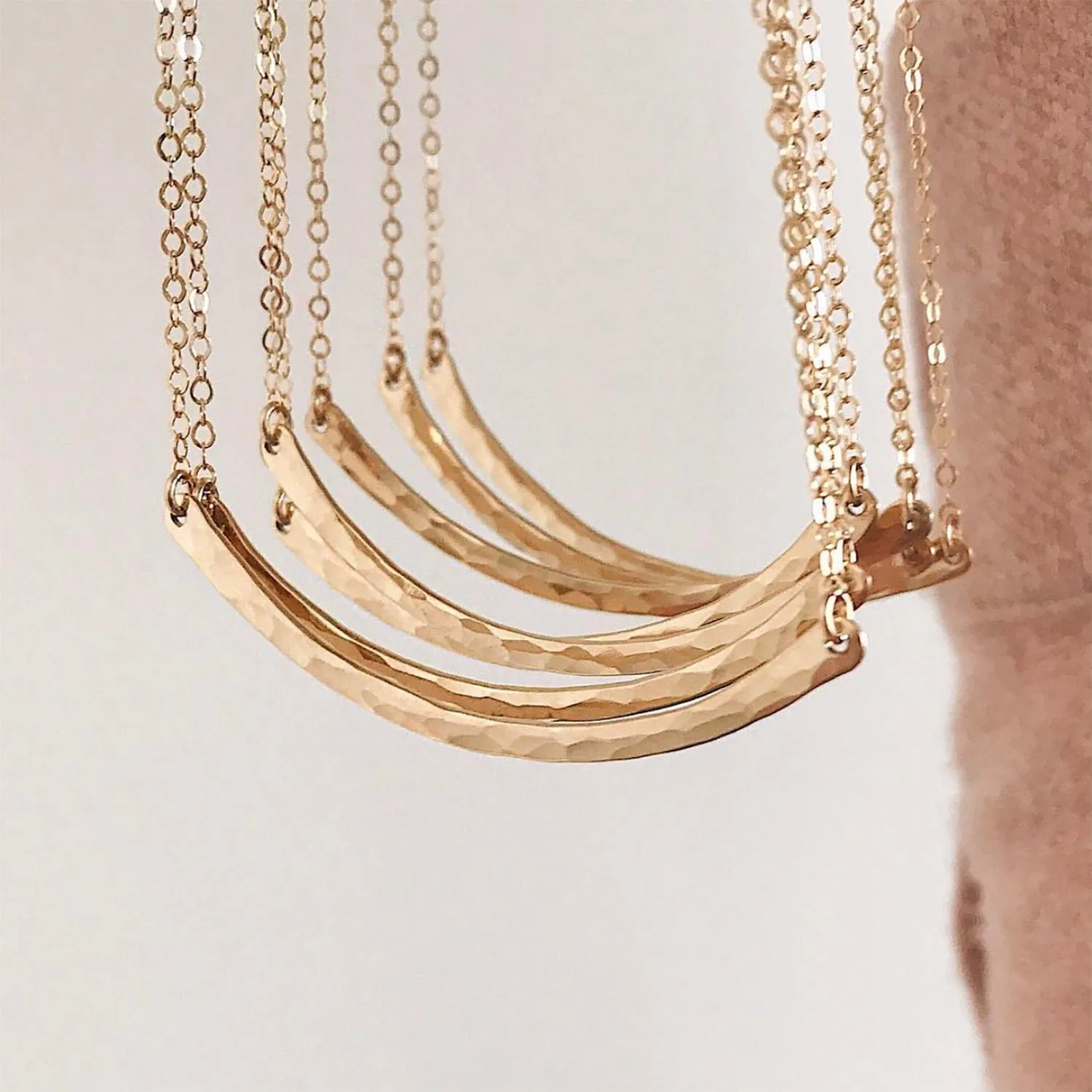 Hammered Crescent Bar Necklace | Final Sale