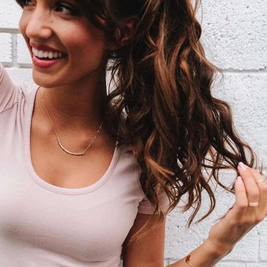 Hammered Crescent Bar Necklace | Final Sale