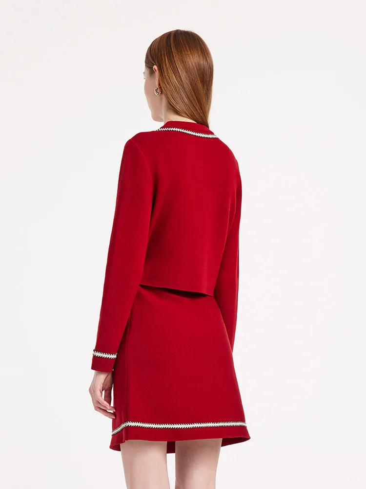 Knitted Crop Jacket And Skirt Two-Piece Suit