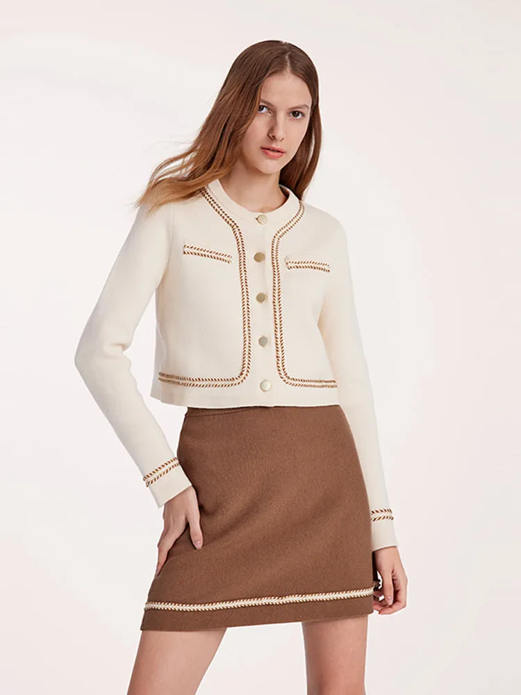 Knitted Crop Jacket And Skirt Two-Piece Suit