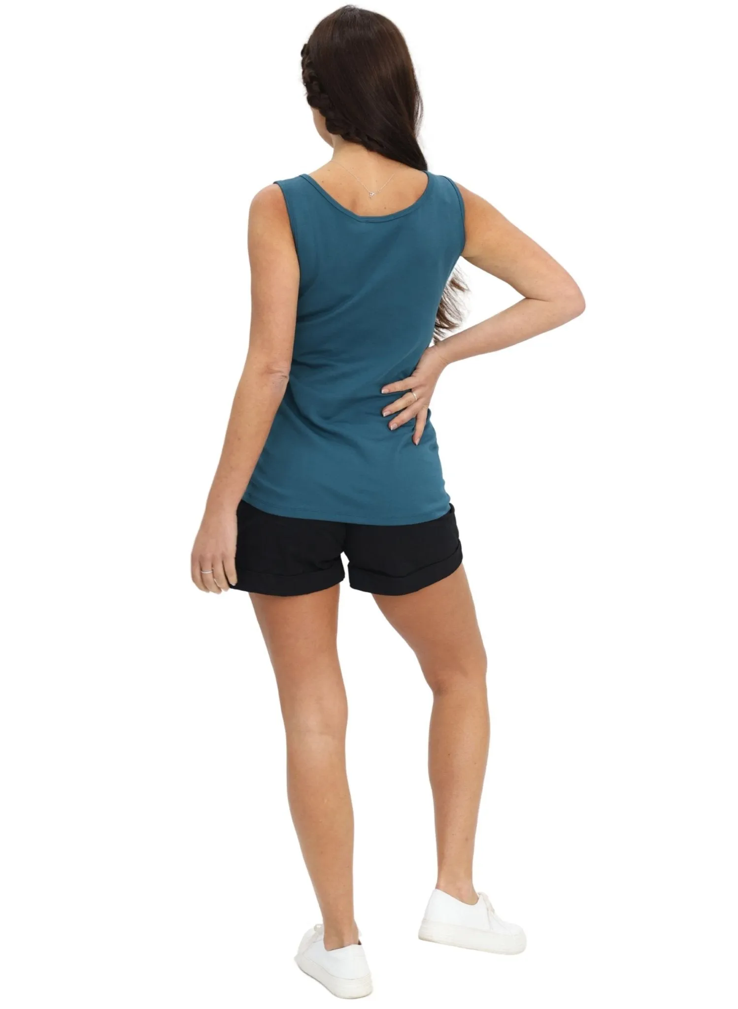 Maternity & Nursing Crossover Singlet  Top - Teal