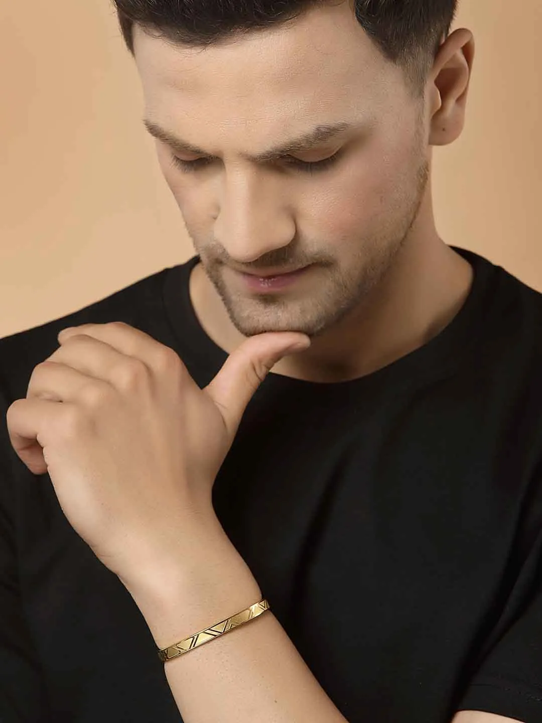 Men Gold-Toned Brass Gold-Plated Kada Bracelet
