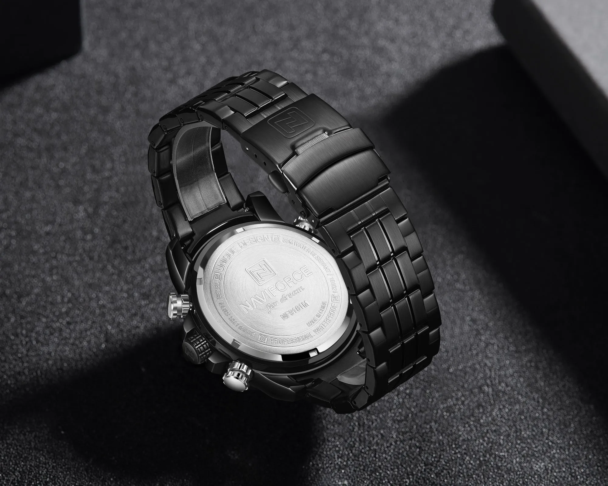 NAVIFORCE Men Luxury Business Sports Digital Quartz Stainless Steel Waterproof Multifunction Watch NF9181S