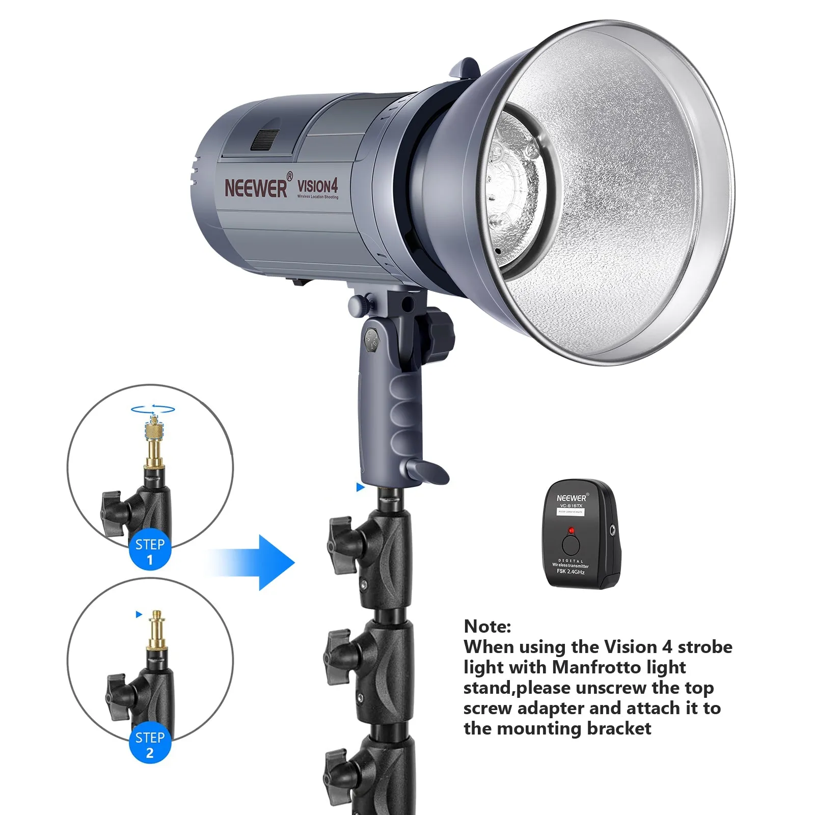 NEEWER 2 Pack Vision4 GN60 300W Outdoor Studio Flash Kit