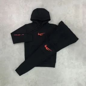 Nike Swoosh Just Do It Tracksuit Set Black/ Orange