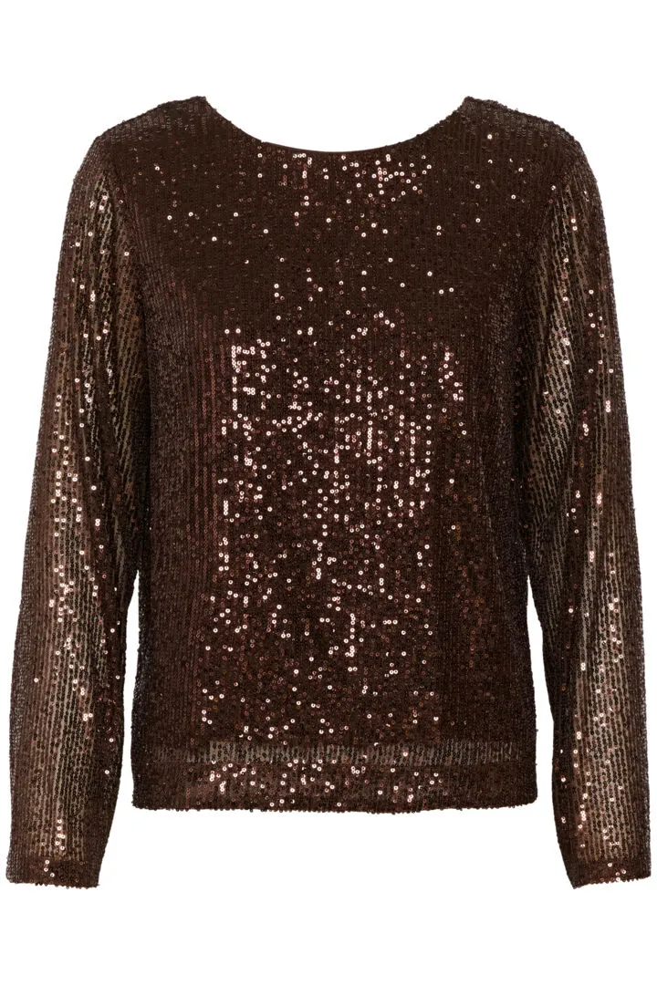 Part Two Darleena Top in Mole Metallic Sequin