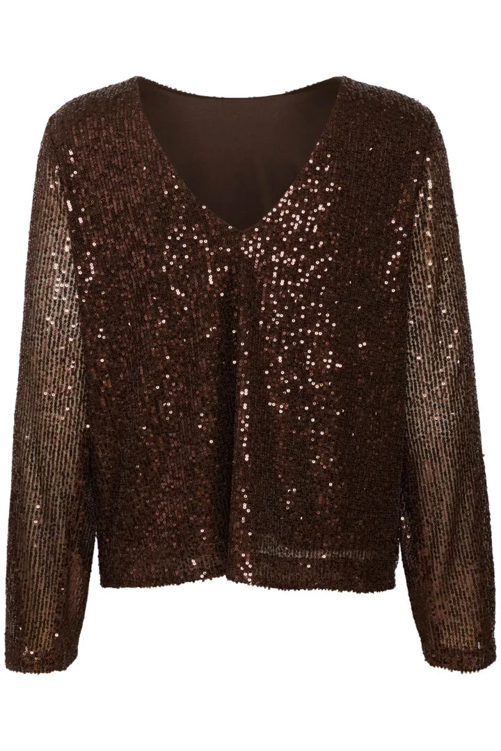 Part Two Darleena Top in Mole Metallic Sequin