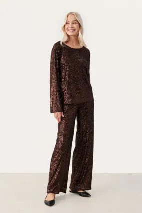 Part Two Darleena Top in Mole Metallic Sequin