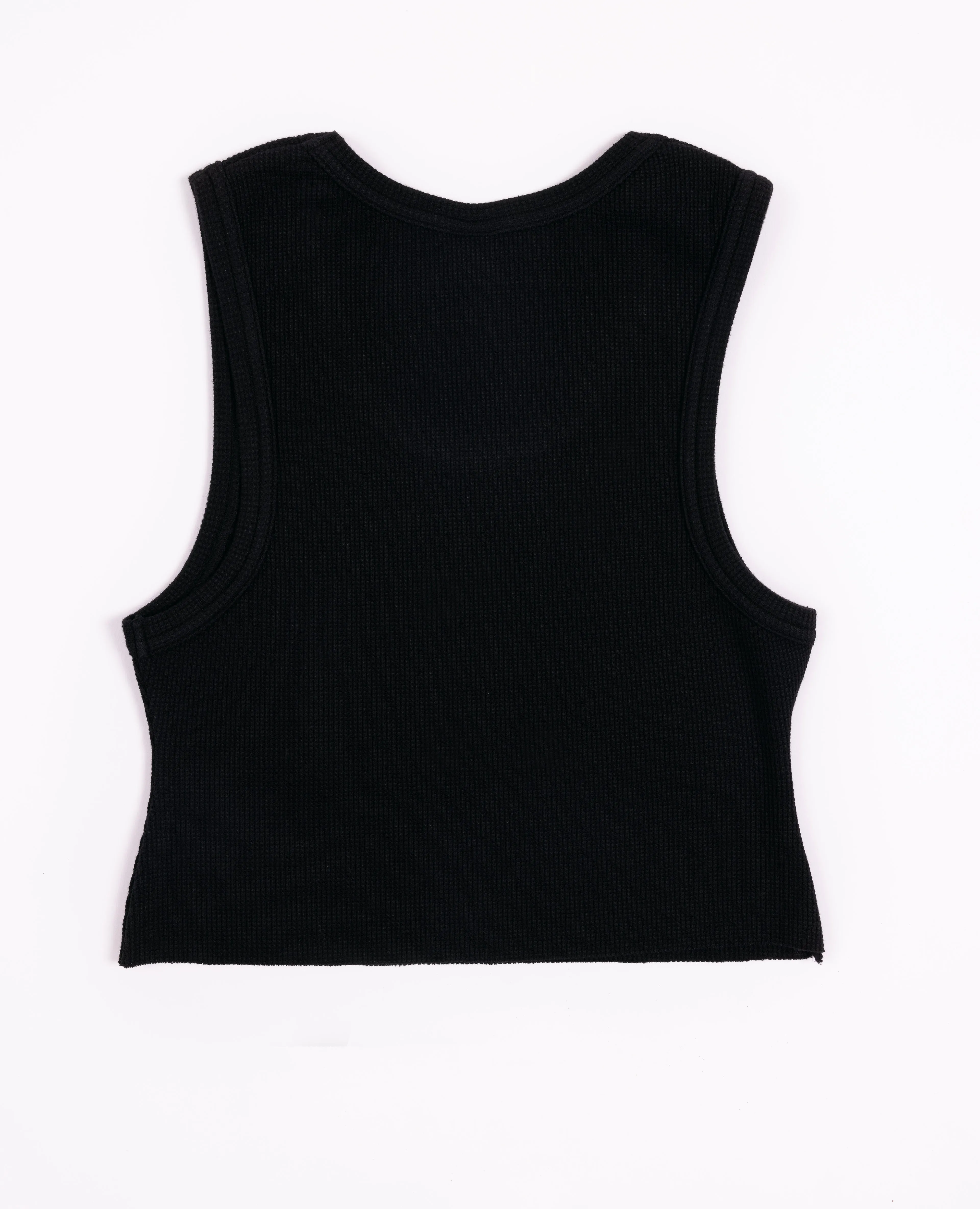 Patta Femme Cropped Waffle Tank Top (Black)