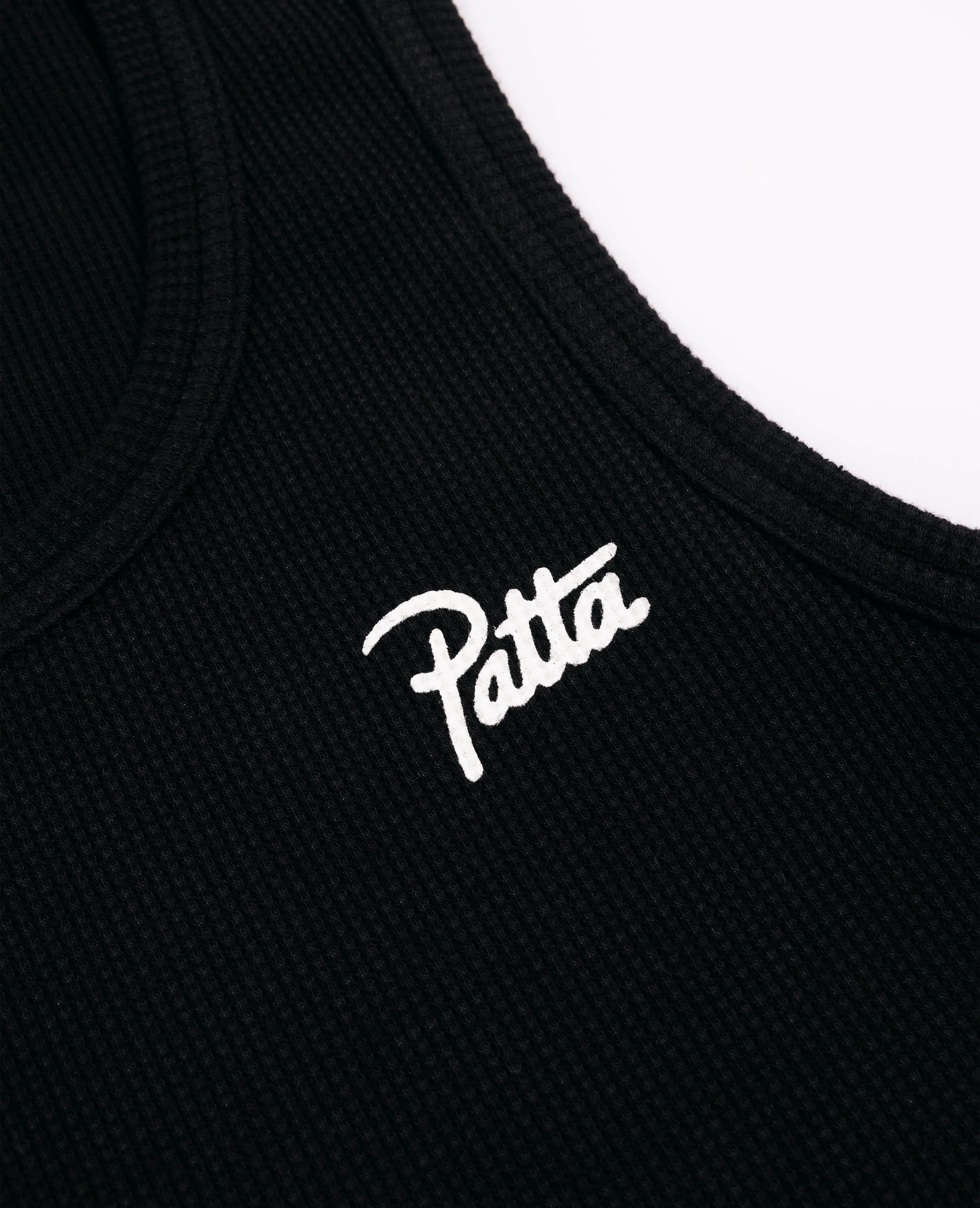 Patta Femme Cropped Waffle Tank Top (Black)
