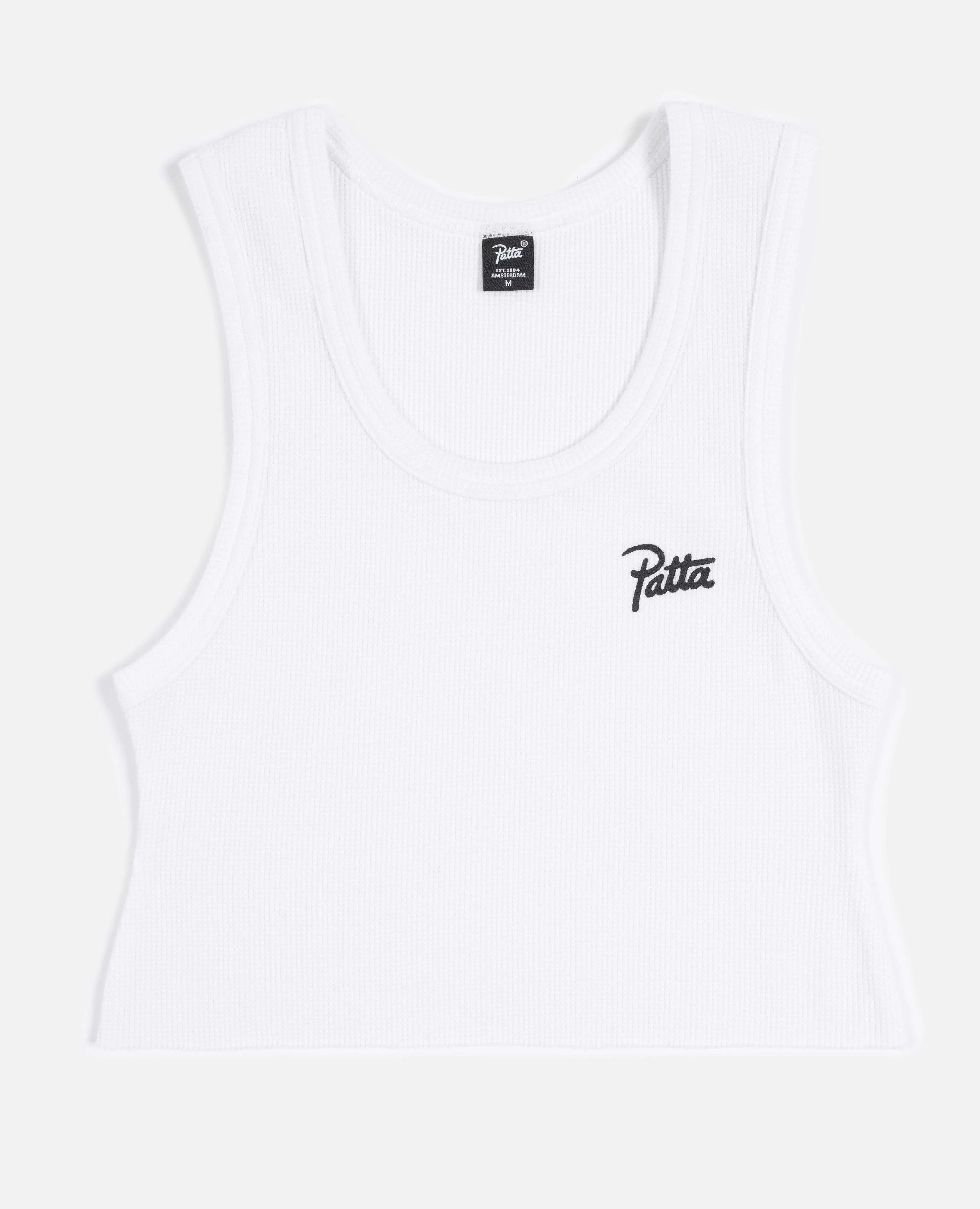 Patta Femme Cropped Waffle Tank Top (White)