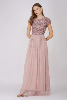 Picasso Short Sleeve Blush Pink Bridesmaid Dress
