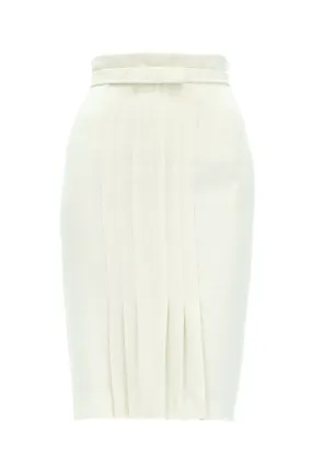 RANUNCULUS IVORY PENCIL SKIRT WITH PLEATS