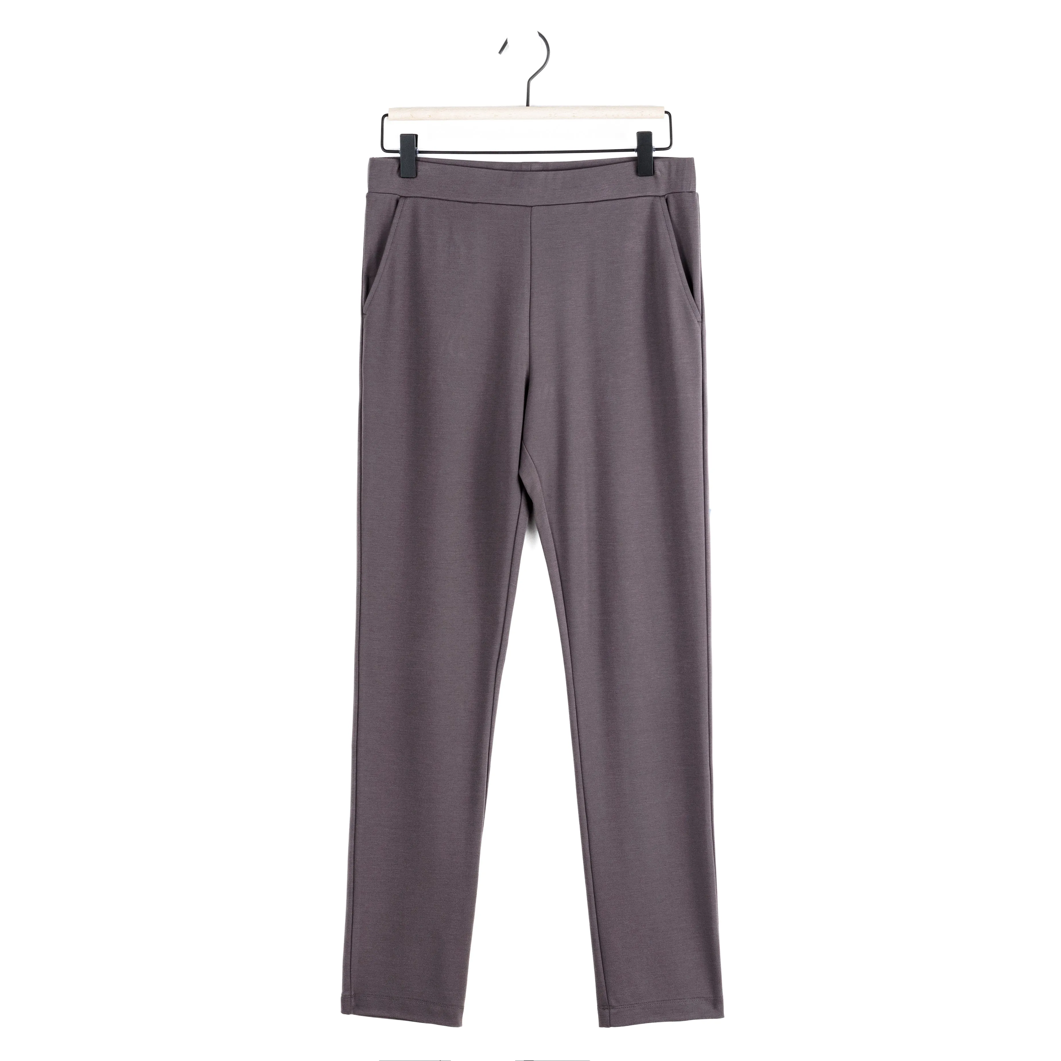 Rayon-Ponte Knit - Straight Leg Pocket Pant - Mocha