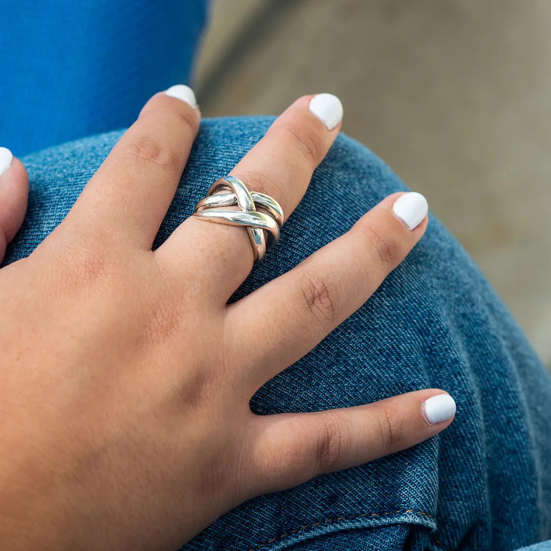 Silver Crossover Ring