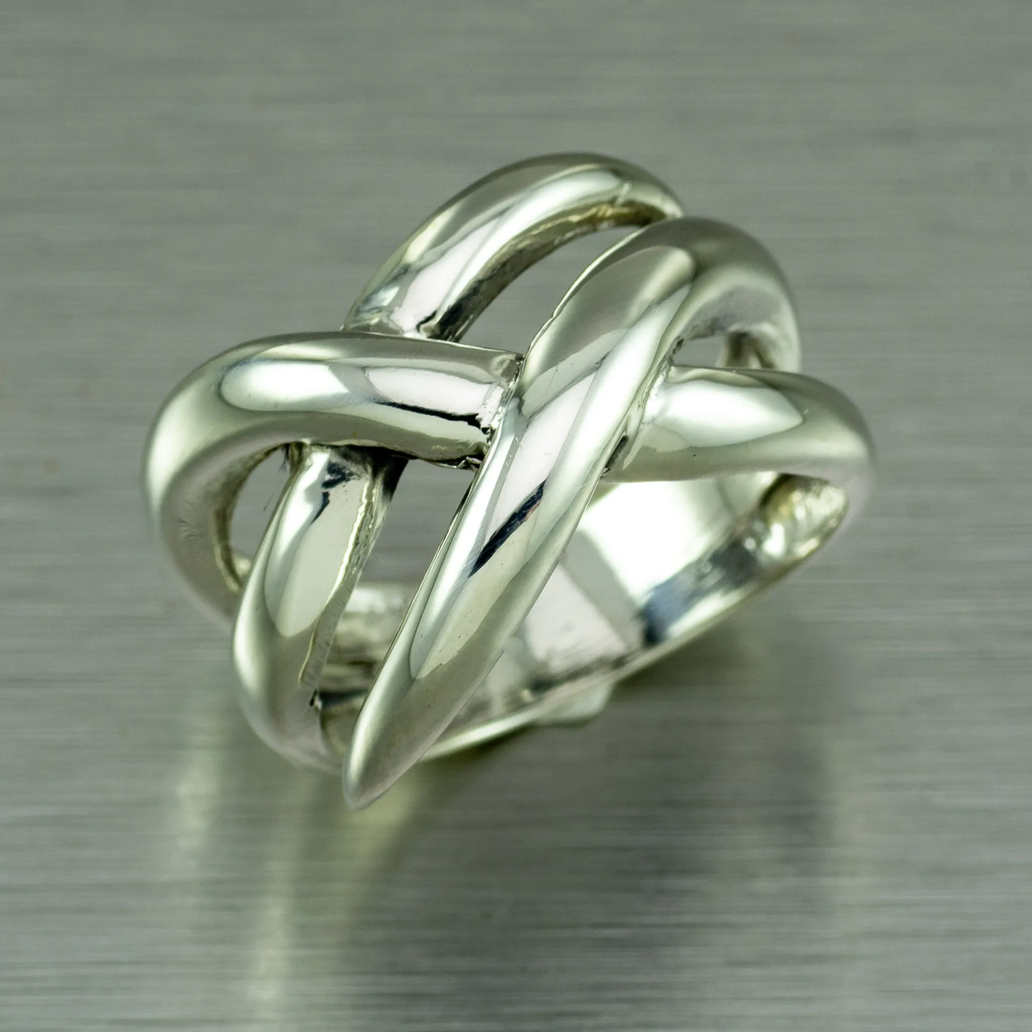 Silver Crossover Ring