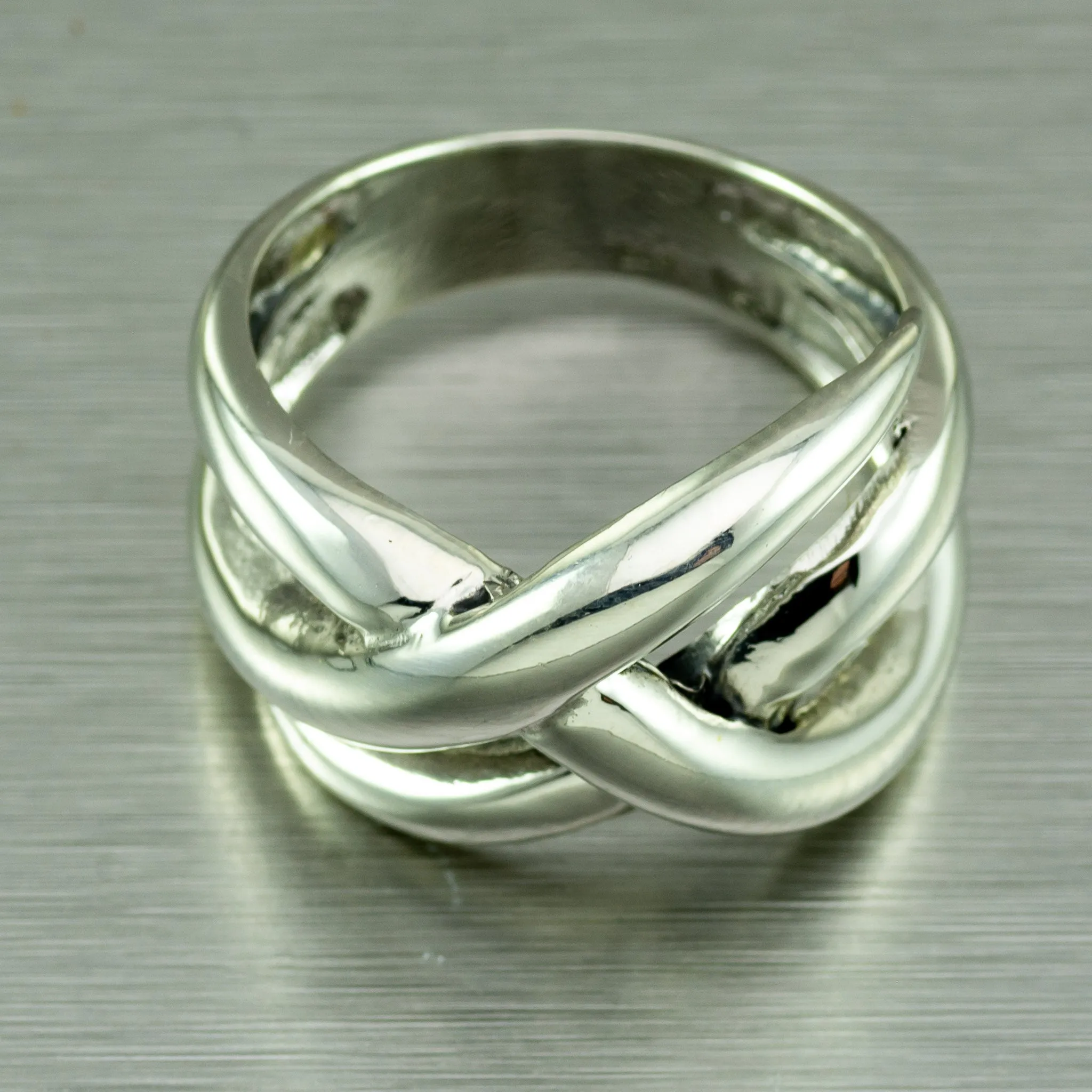 Silver Crossover Ring