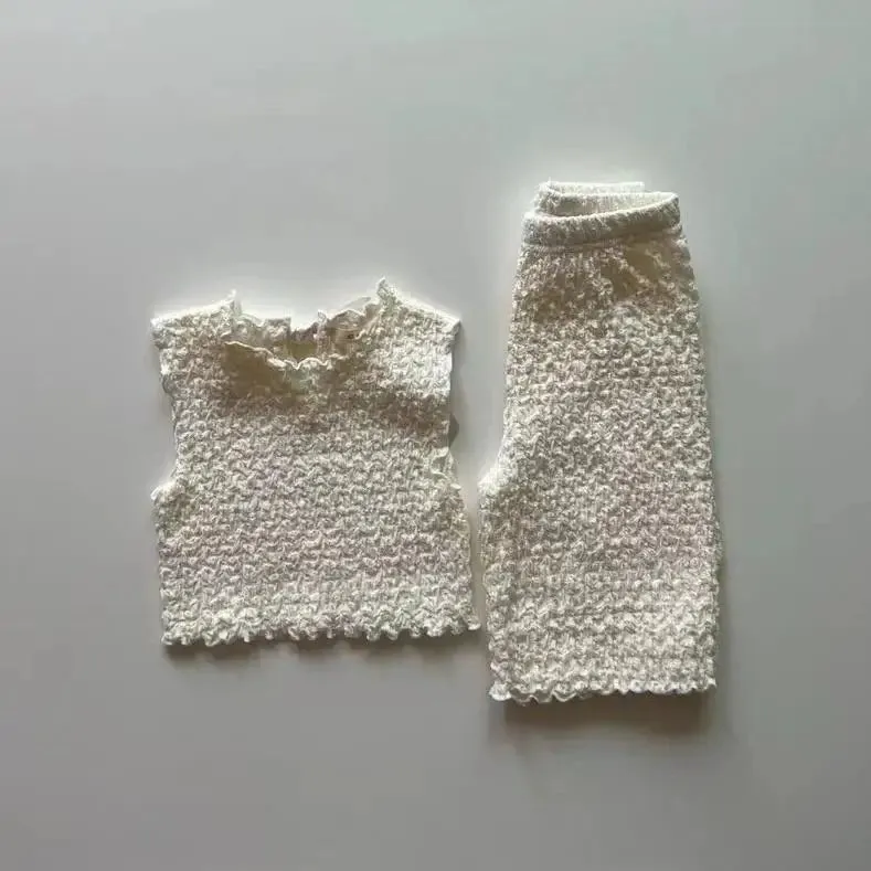 Sleeveless Bow Vest & Cropped Trousers Two Piece