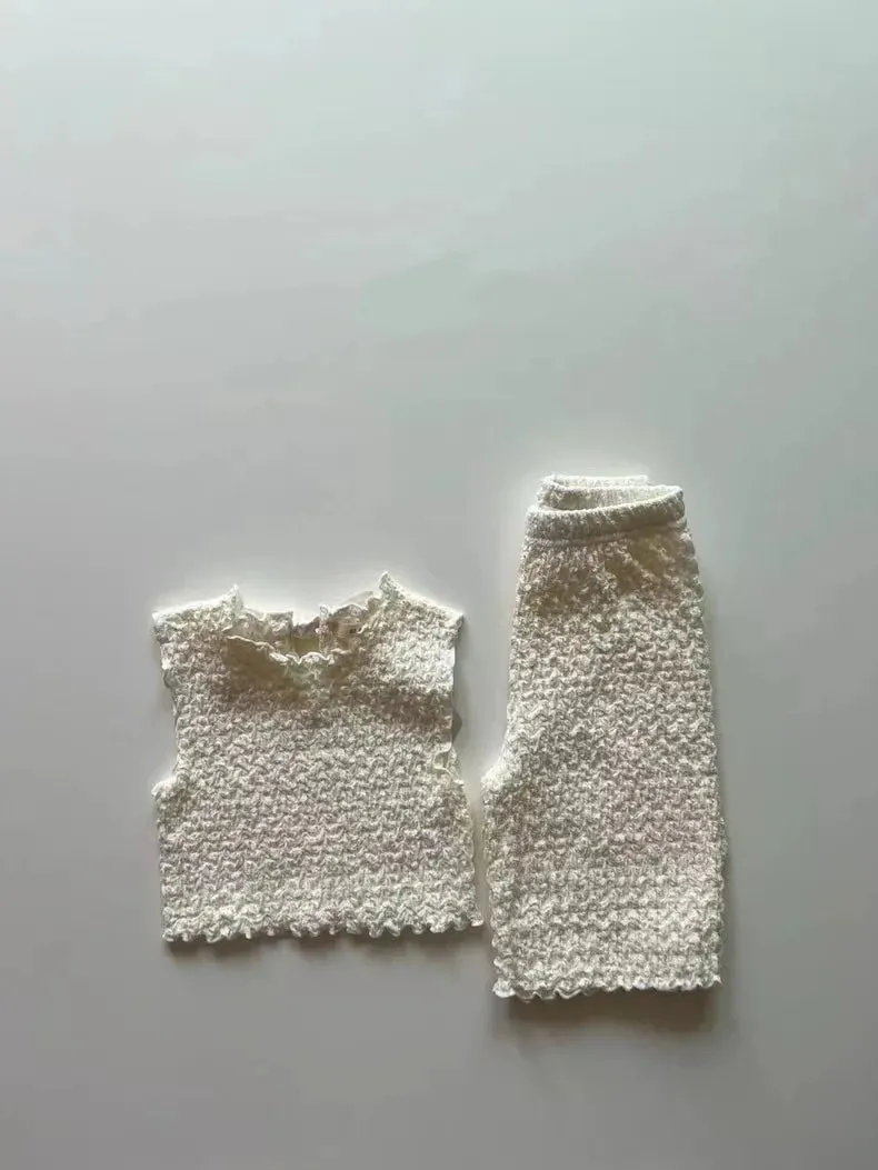 Sleeveless Bow Vest & Cropped Trousers Two Piece