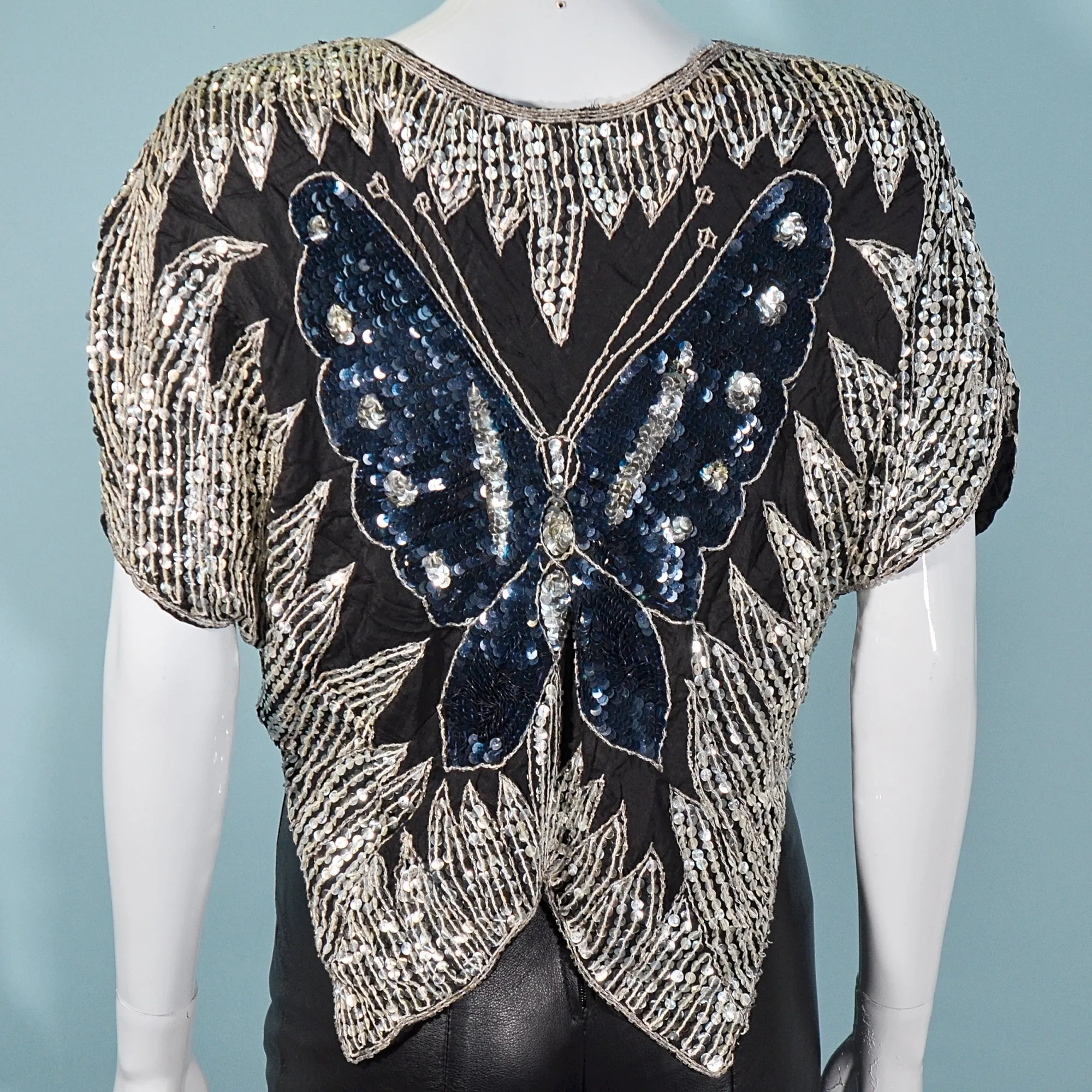 SOLD Vintage 70s Sequin Butterfly Top