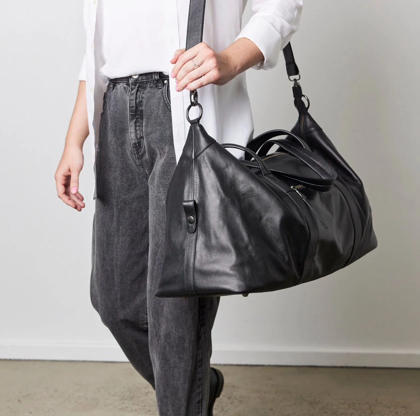 Sorrento Black Pebbled Leather Weekender