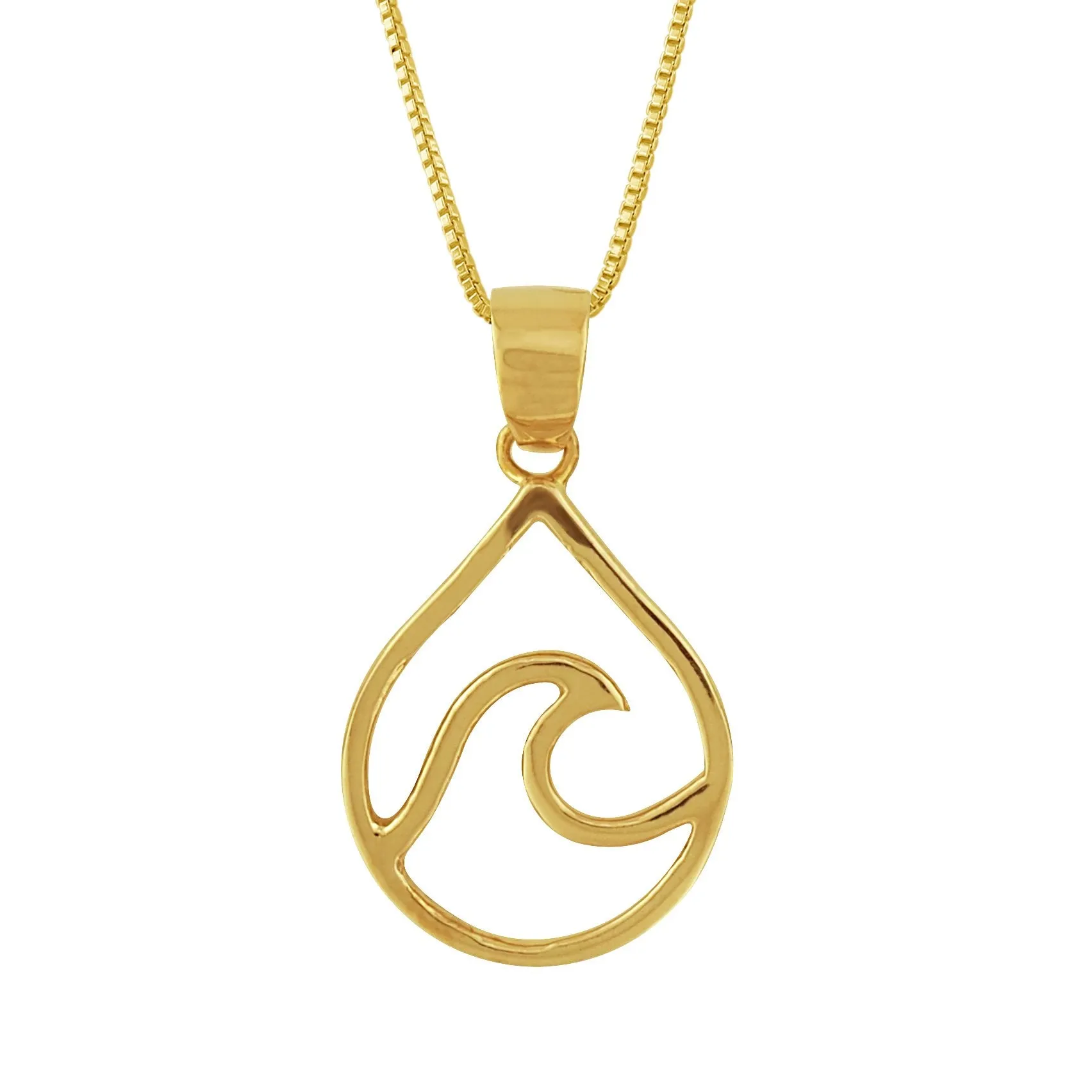 Sterling Silver Water Drop Wave Pendant Necklace, 16 2" Extender