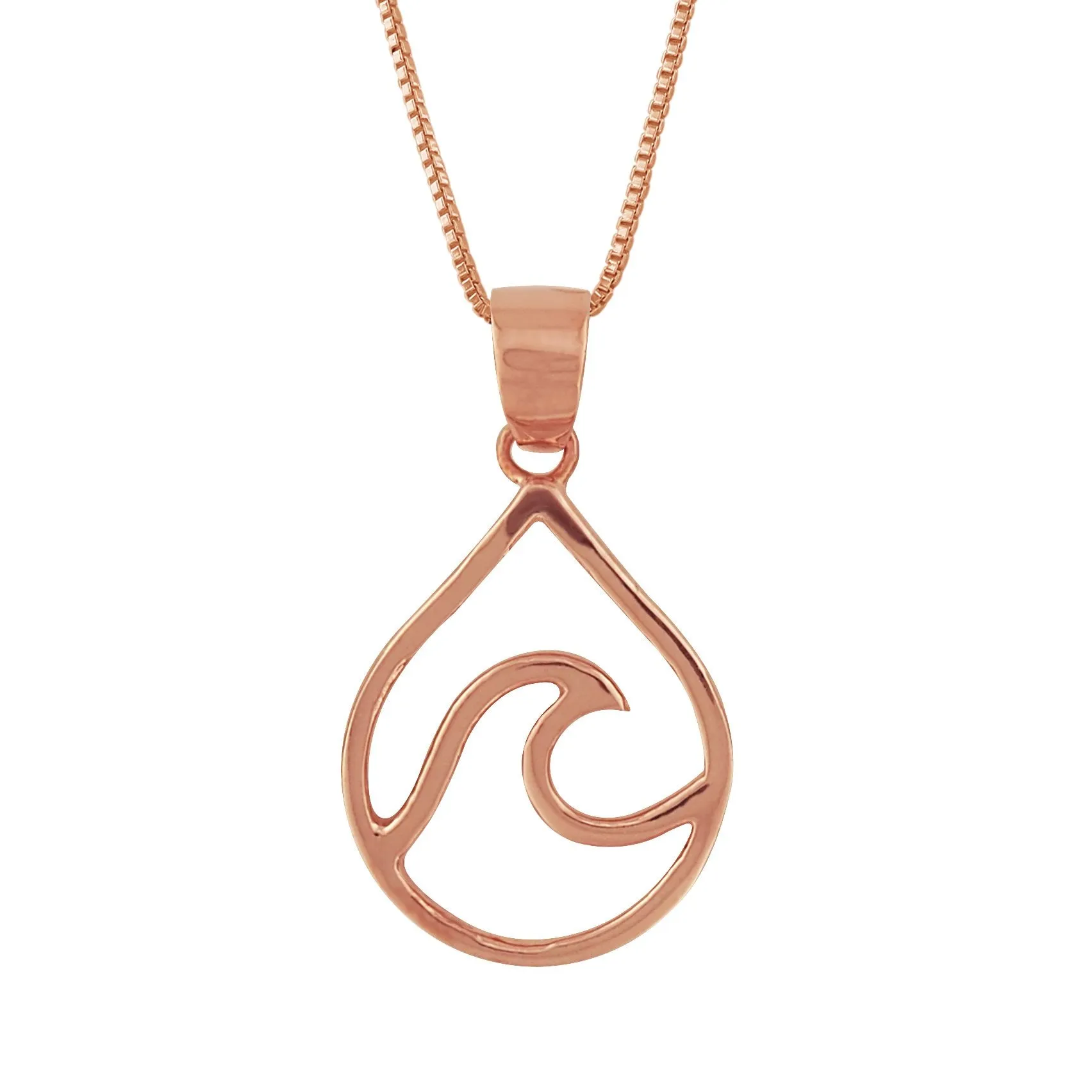 Sterling Silver Water Drop Wave Pendant Necklace, 16 2" Extender
