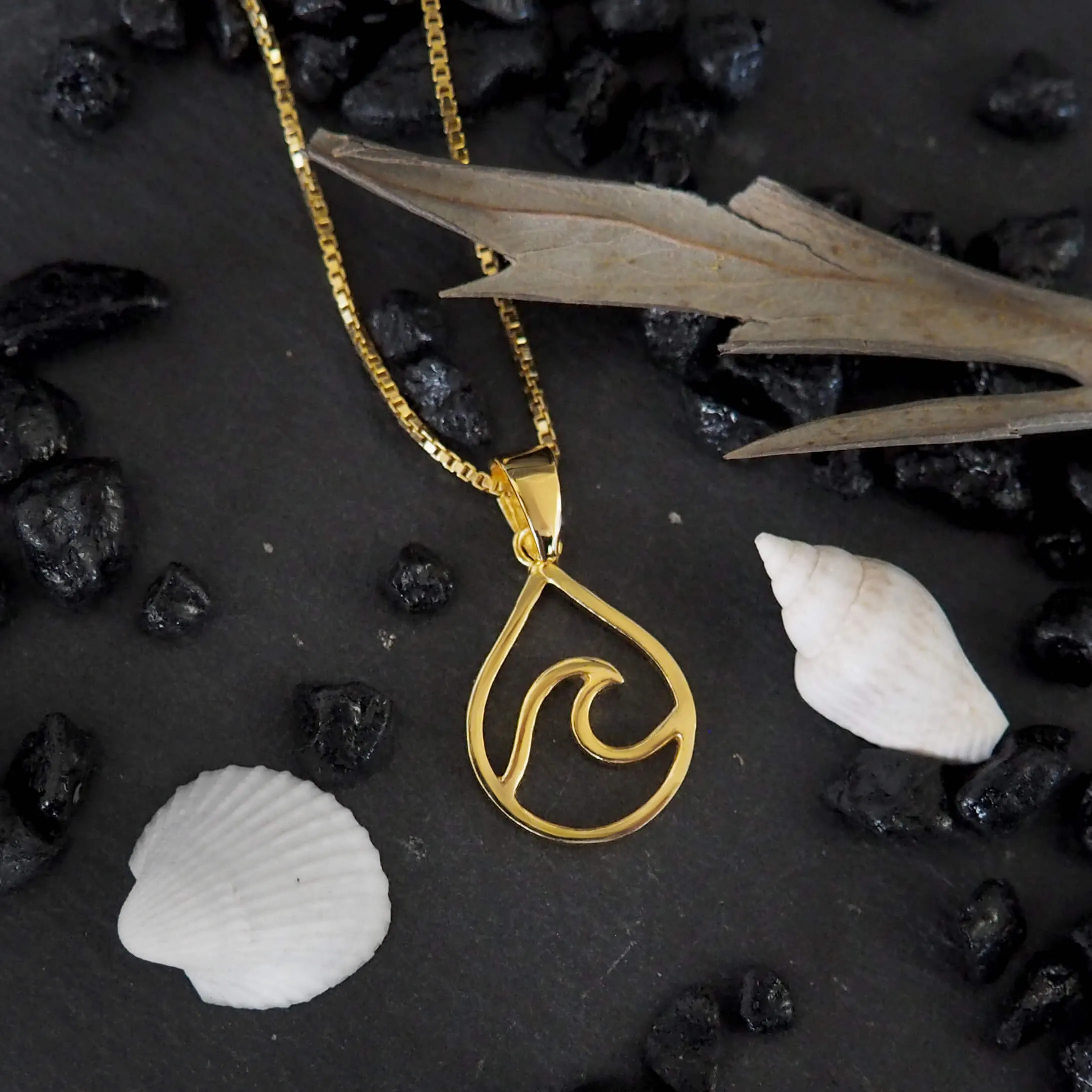 Sterling Silver Water Drop Wave Pendant Necklace, 16 2" Extender