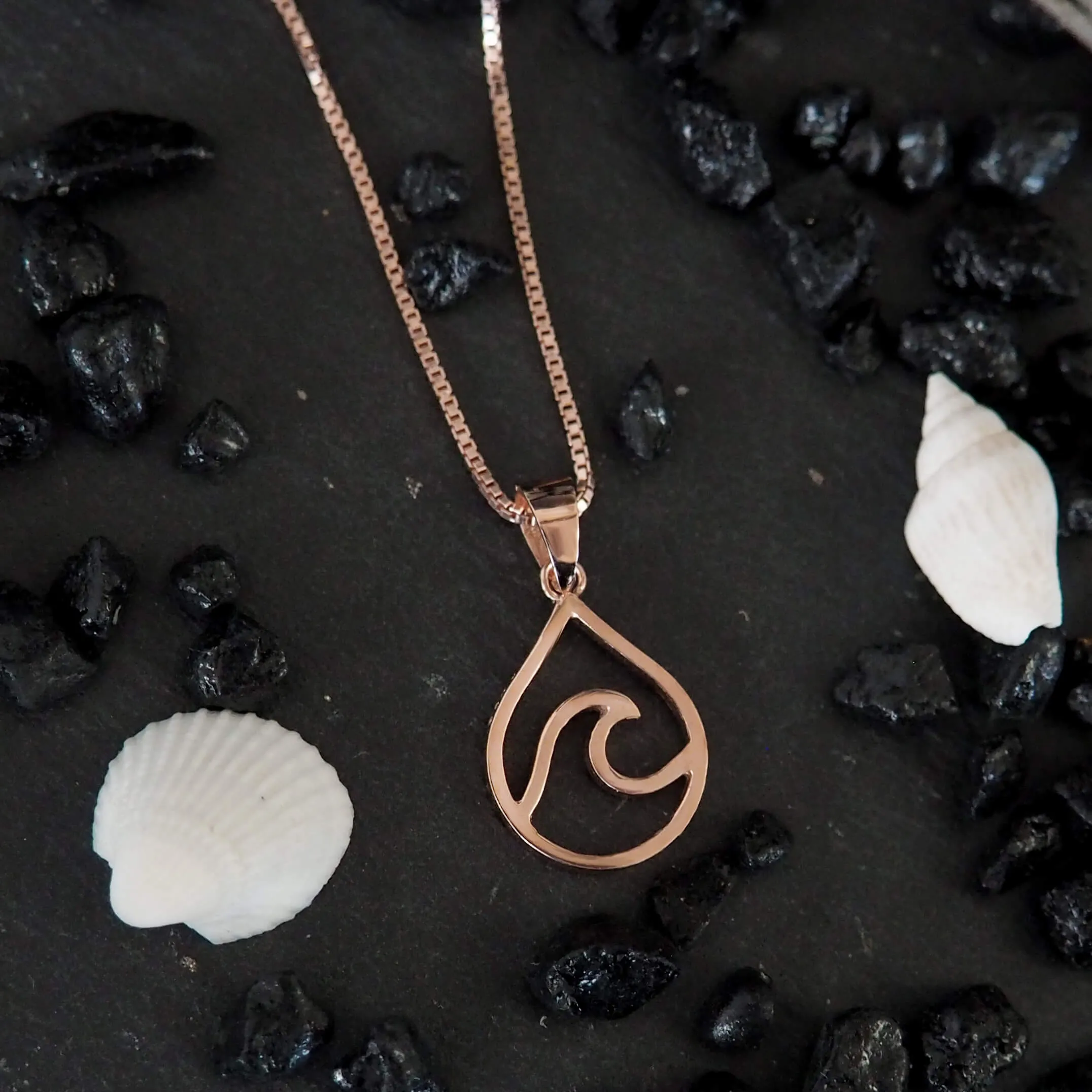 Sterling Silver Water Drop Wave Pendant Necklace, 16 2" Extender