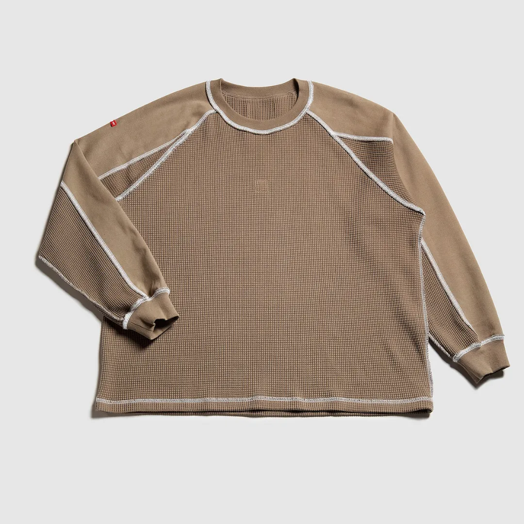 Victoria - Waffle Sweater L/S Tee [WALNUT]