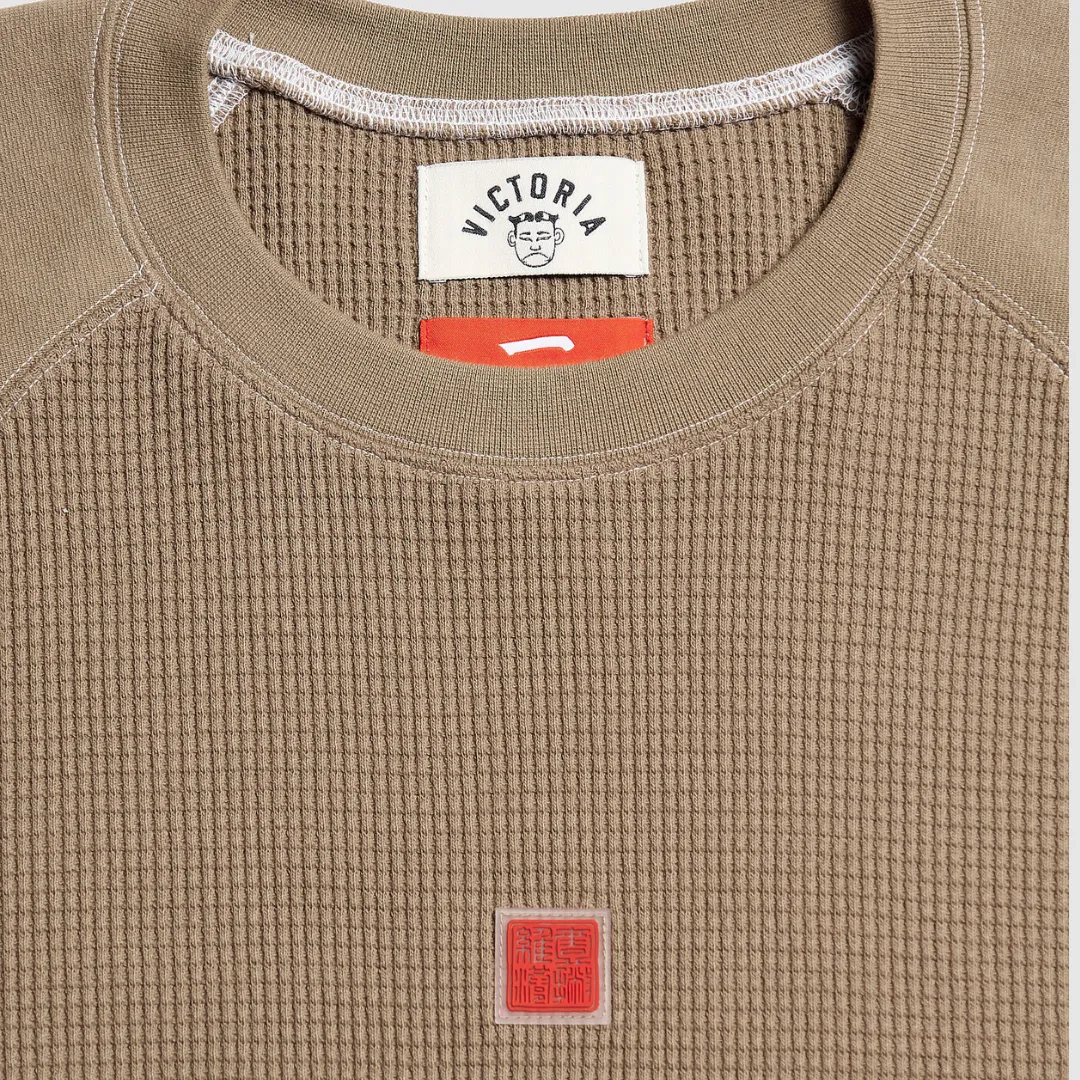 Victoria - Waffle Sweater L/S Tee [WALNUT]