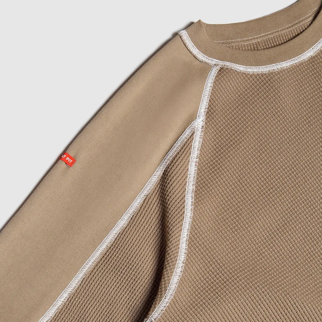 Victoria - Waffle Sweater L/S Tee [WALNUT]