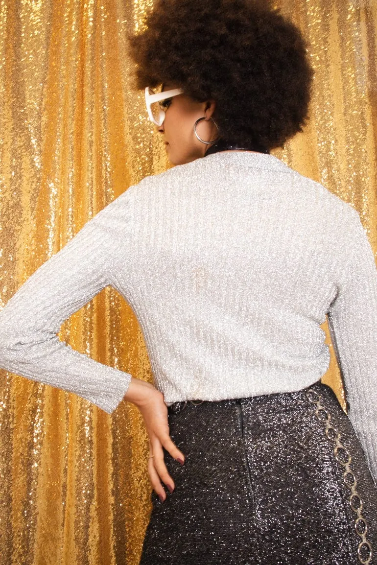 Vintage 1970s Silver Lurex Cardigan